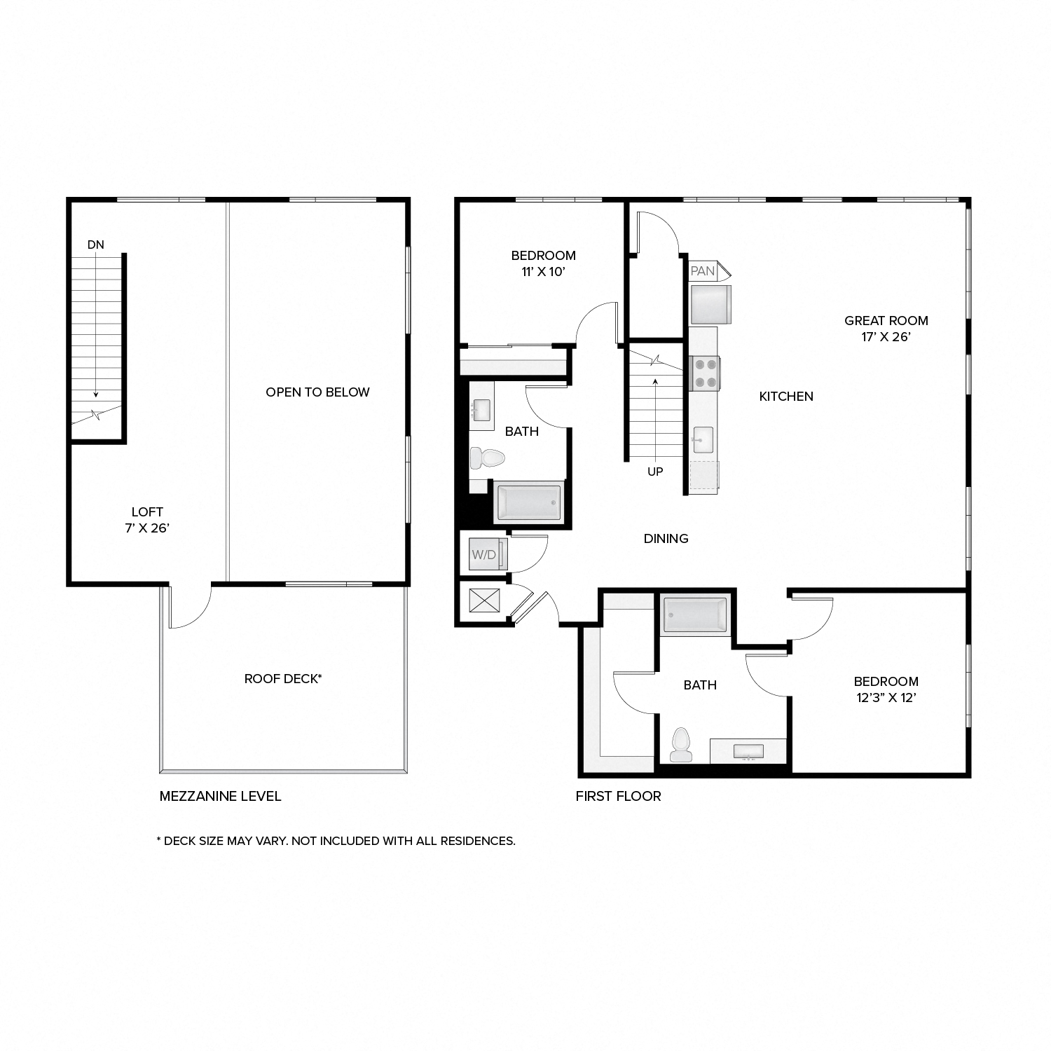 Floor plan layout diagram for The Washington Deluxe Loft (Coming Soon)